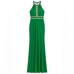 Xscape Emerald Green Beaded Prom Dress Formal Evening Gown Halter Black Tie Sz 2